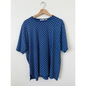 Vintage Essential Elements Stars Short Sleeve Tee – Blue & White – Women's XL